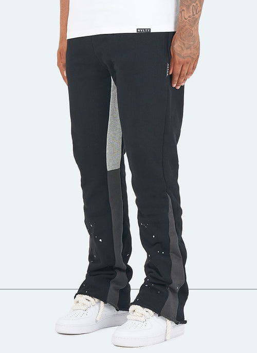 Vintage Flare Paint Joggers - Black