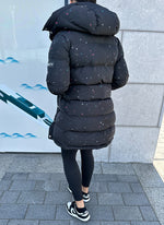 Long Paint Puffer Jacket - Black