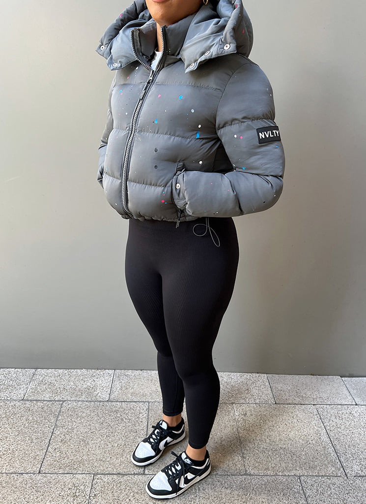 Paint Puffer Jacket - Charcoal Grey