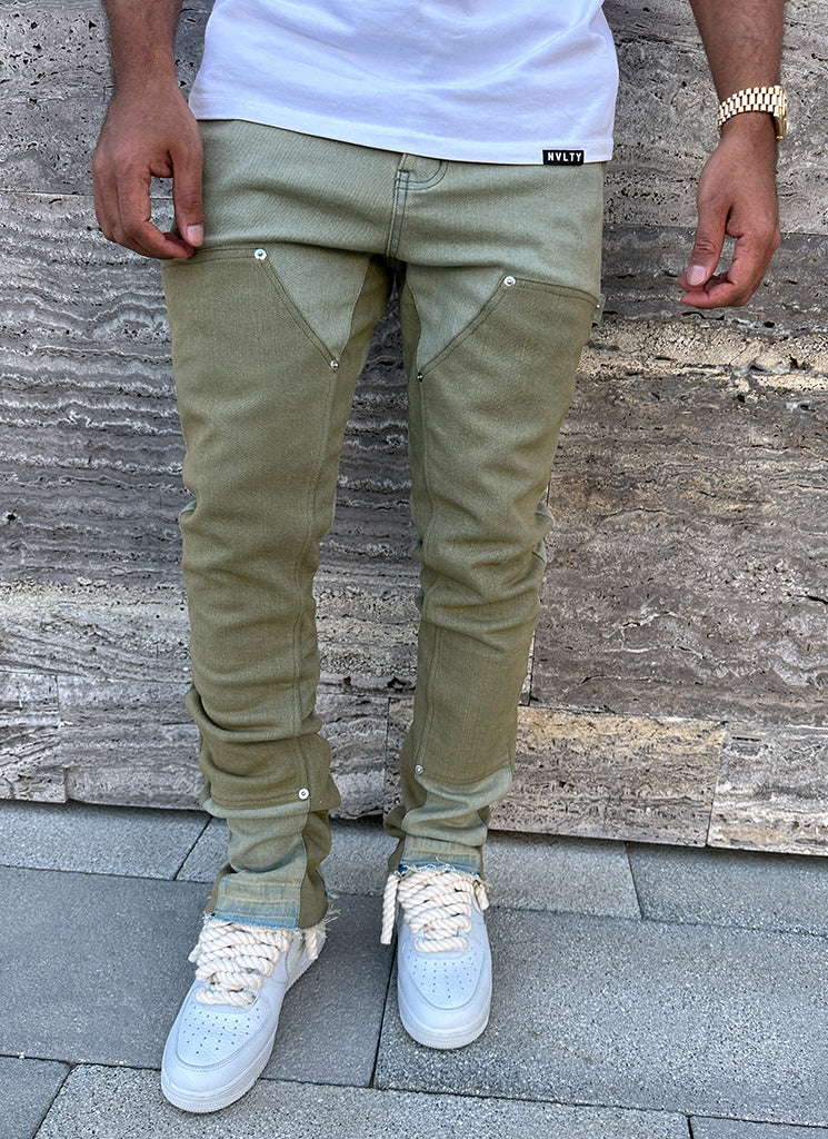 Vintage Flare Carpenter Jeans - Washed Green