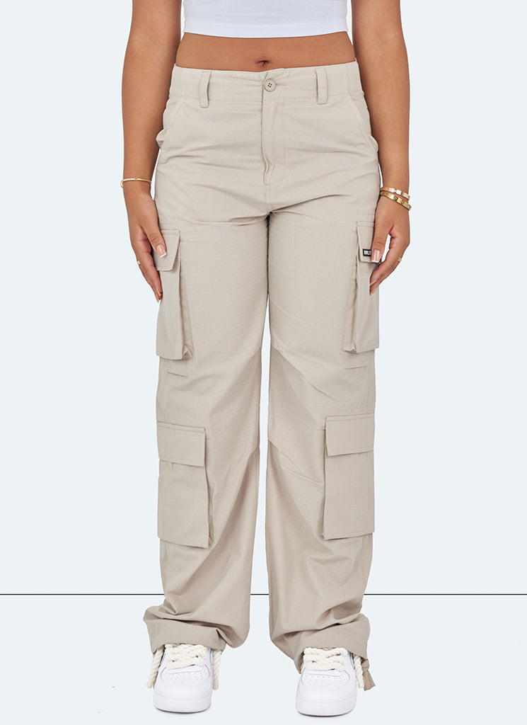 Vintage Cargohose mit weitem Bein – Stein