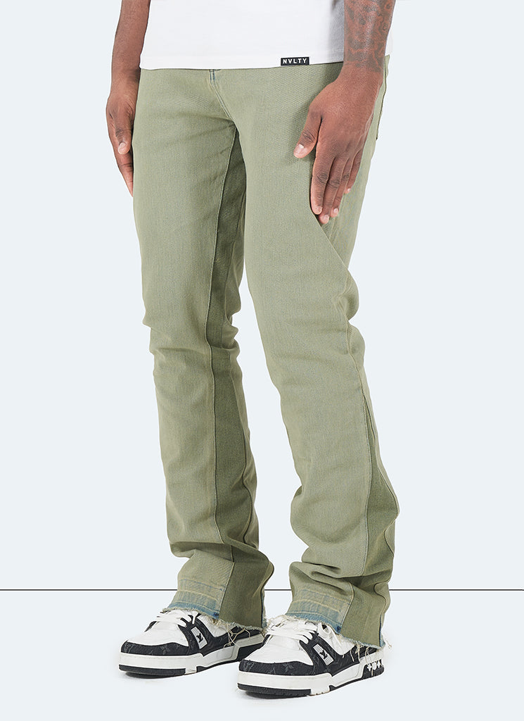 Jean évasé vintage - Vert délavé